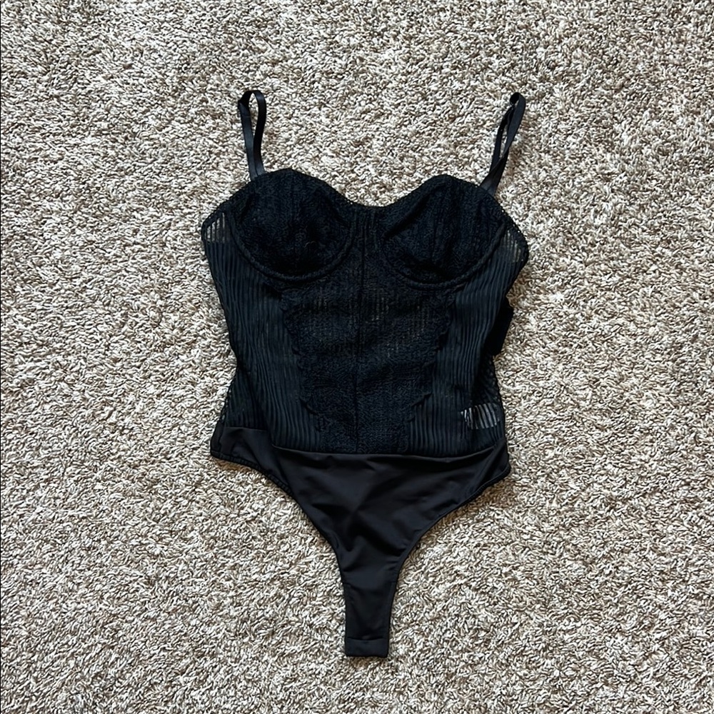 Chic Black Striped Bodysuit